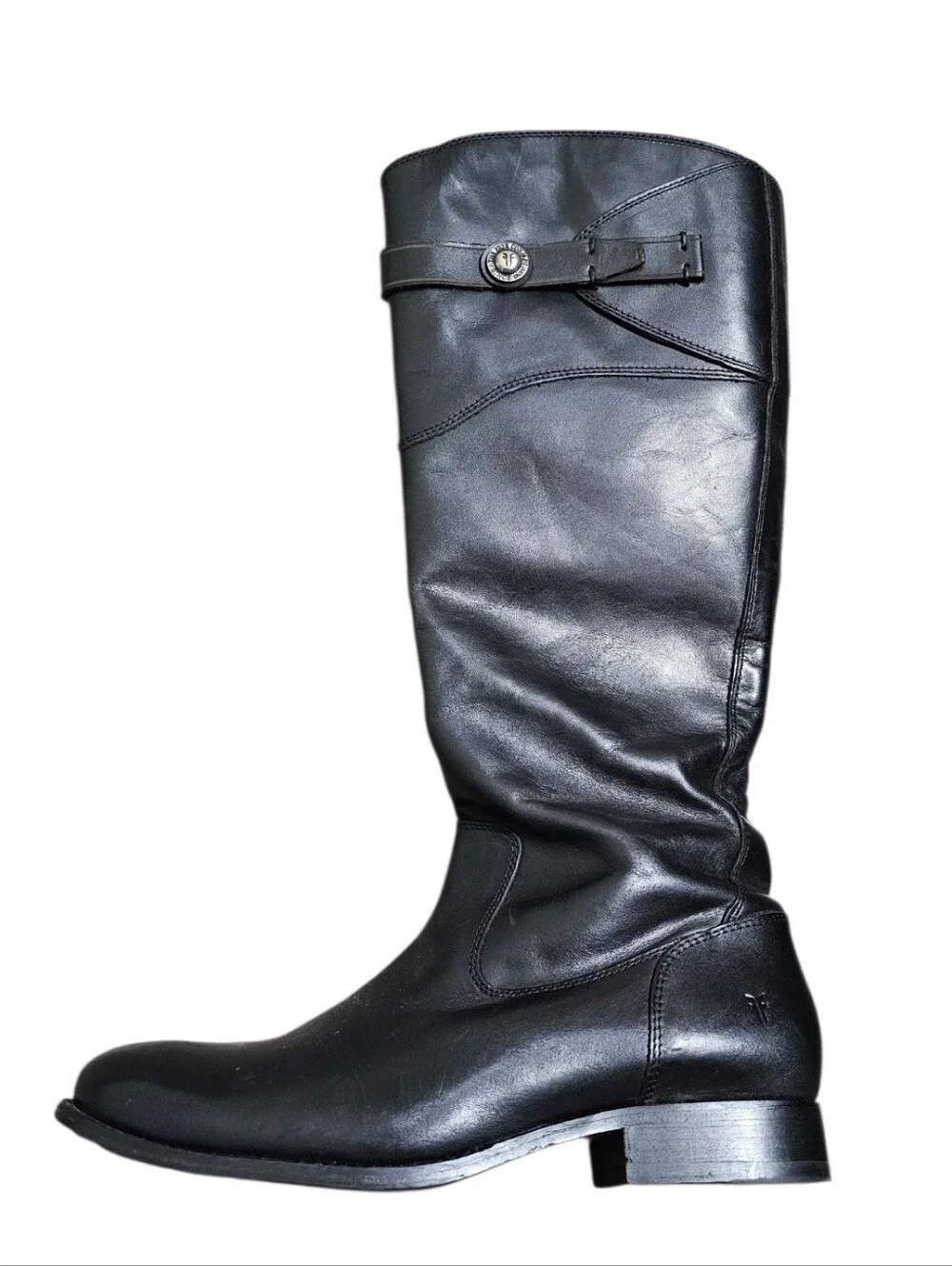 Frye Molly Button Black Leather Tall Knee-High Riding Boots Size 9